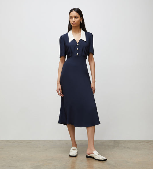 Lindy Navy Midi Shirt Dress