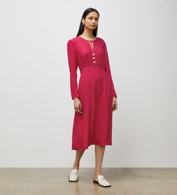 Lina Magenta Polka Dot Midi Dress – Finery London