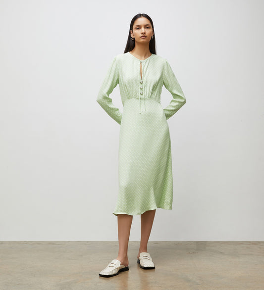 Lina Lime Polka Dot Midi Dress