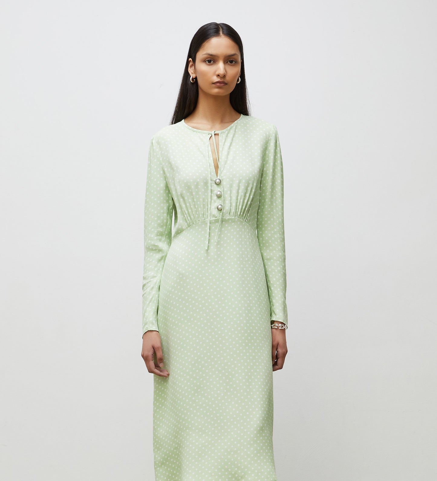 Lina Lime Polka Dot Midi Dress