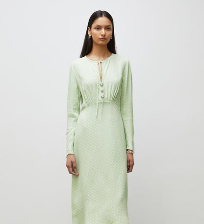 Lina Lime Polka Dot Midi Dress