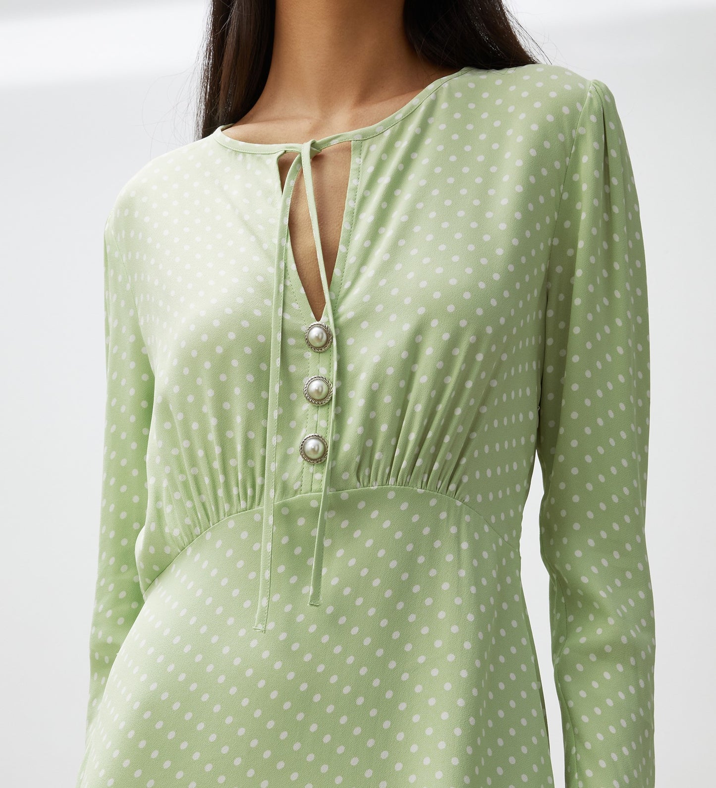 Lina Lime Polka Dot Midi Dress