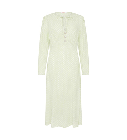 Lina Lime Polka Dot Midi Dress