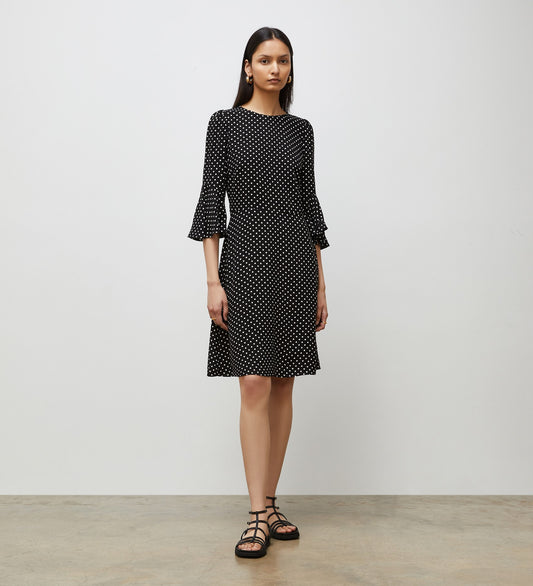 Quinn Black Polka Dot Knee Length Dress