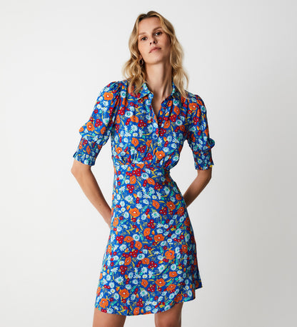 Alissa Blue Botanics Mini Shirt Dress