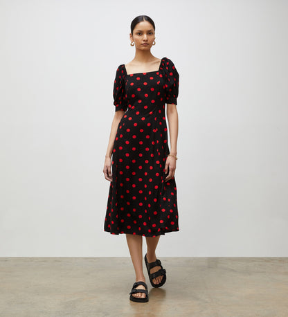 Barnett Red Spot Midi Dress