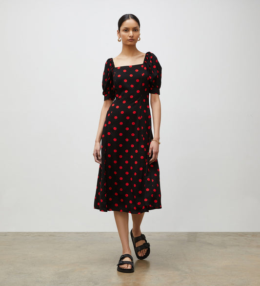 Barnett Red Spot Midi Dress