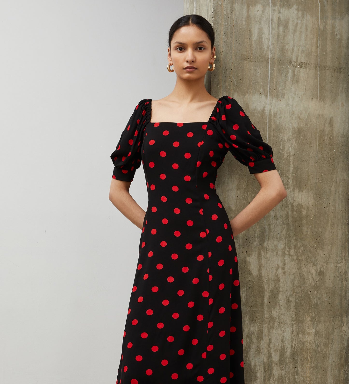 Barnett Red Spot Midi Dress