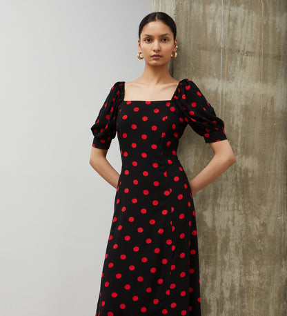 Barnett Red Spot Midi Dress
