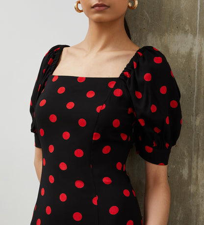 Barnett Red Spot Midi Dress