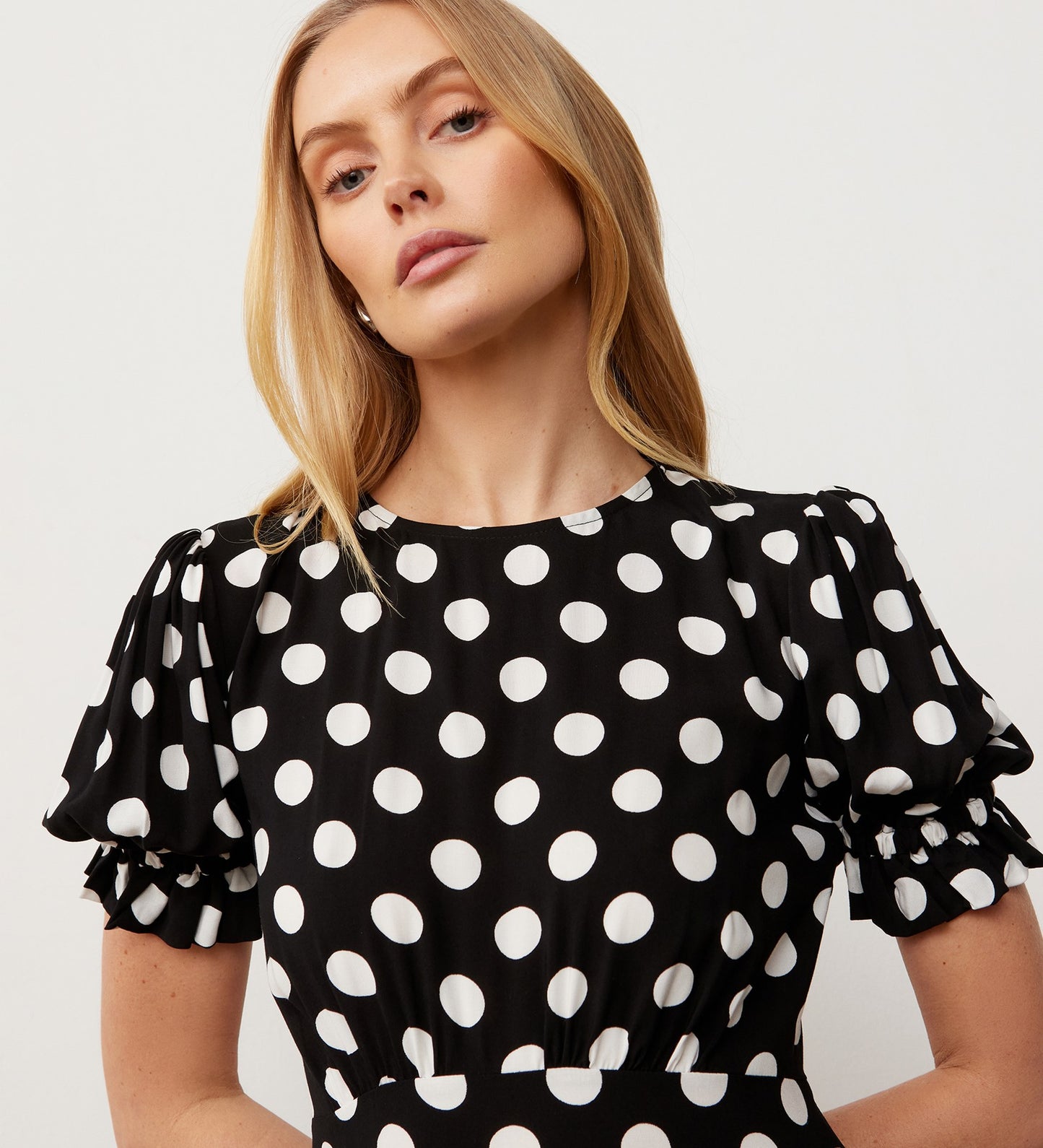 Mela Black Spot Midi Dress