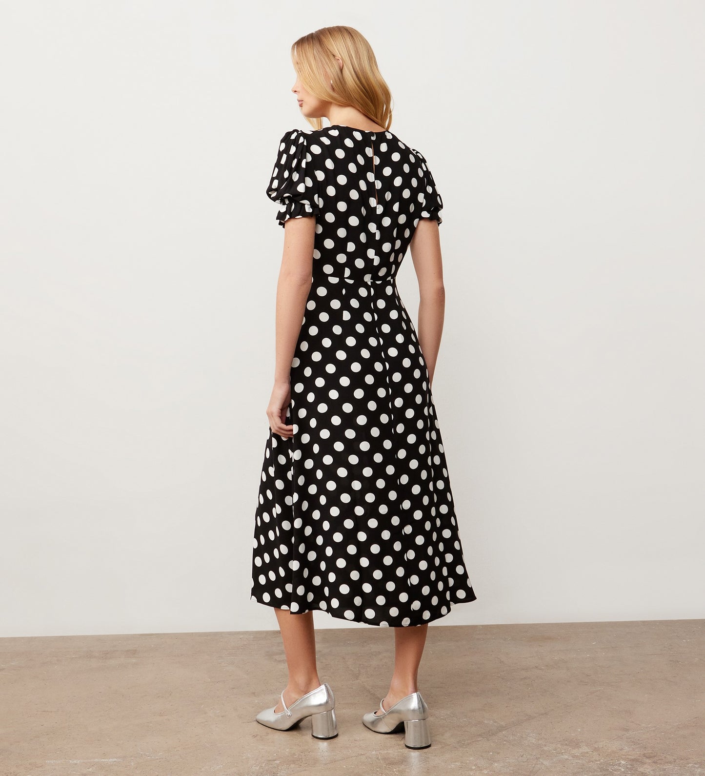 Mela Black Spot Midi Dress