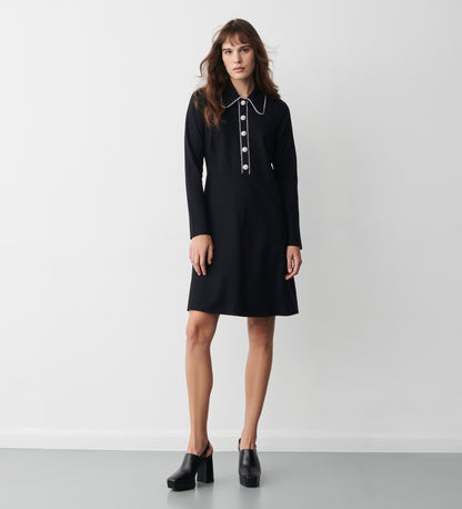 Elin Black Ponte Jersey Knee Length Dress