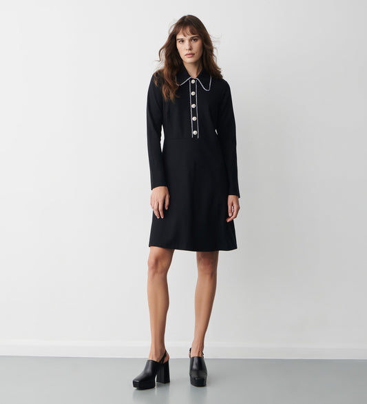 Elin Black Ponte Jersey Knee Length Dress