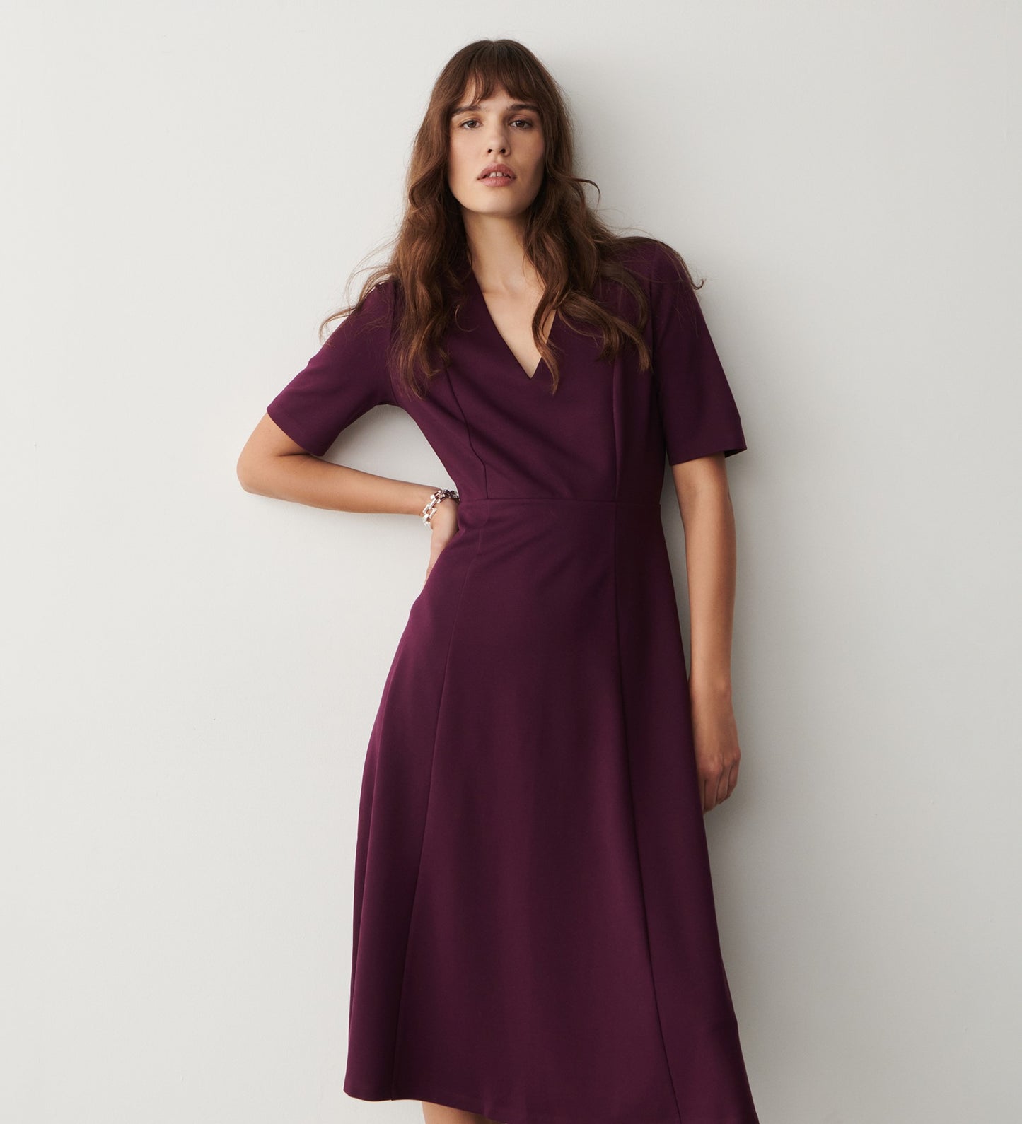 Lillis Purple Ponte Jersey Midi Dress