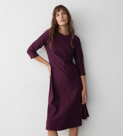 Hazel Purple Ponte Jersey Midi Dress