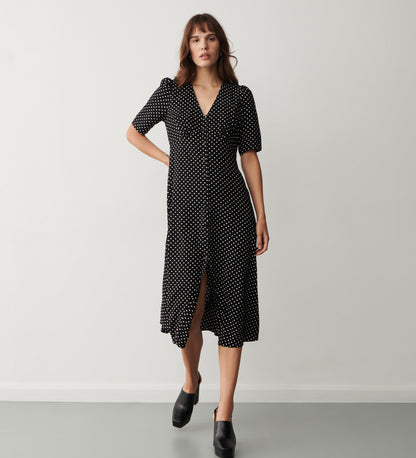 Camilla Black Polka Dot Midi Dress