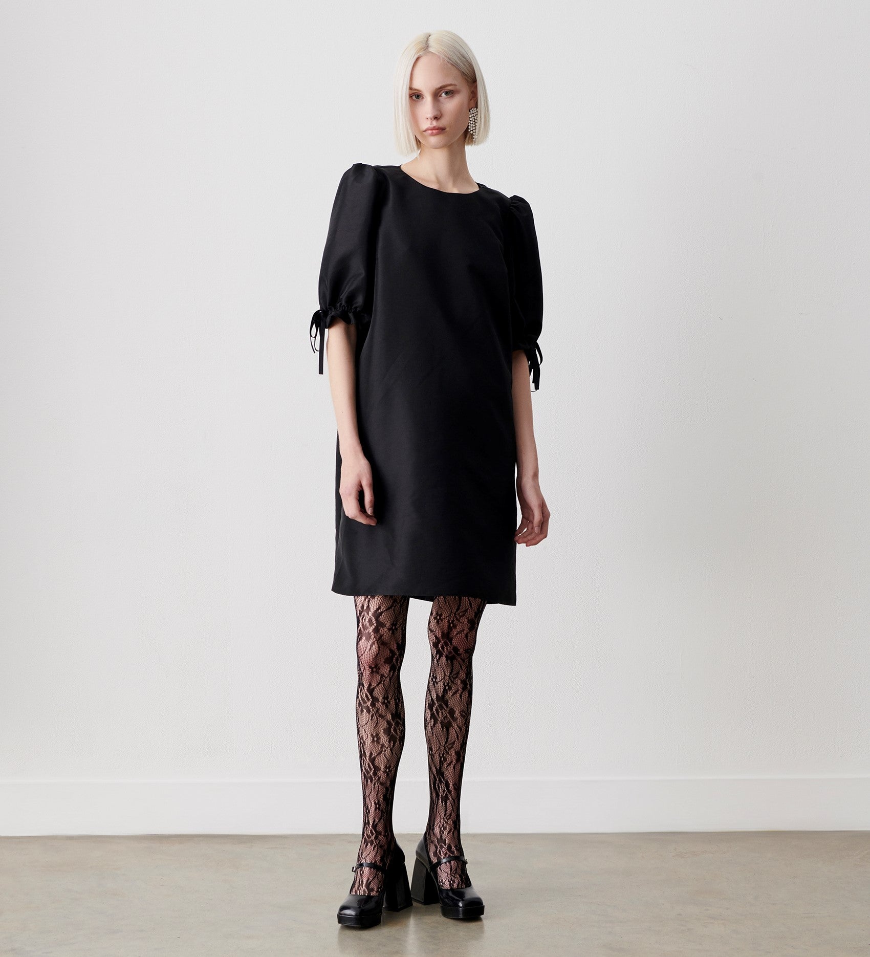 Ailish Black Taffeta Knee Length Dress | Finery London Ailish Black Taffeta Knee Length Dress | Finery London