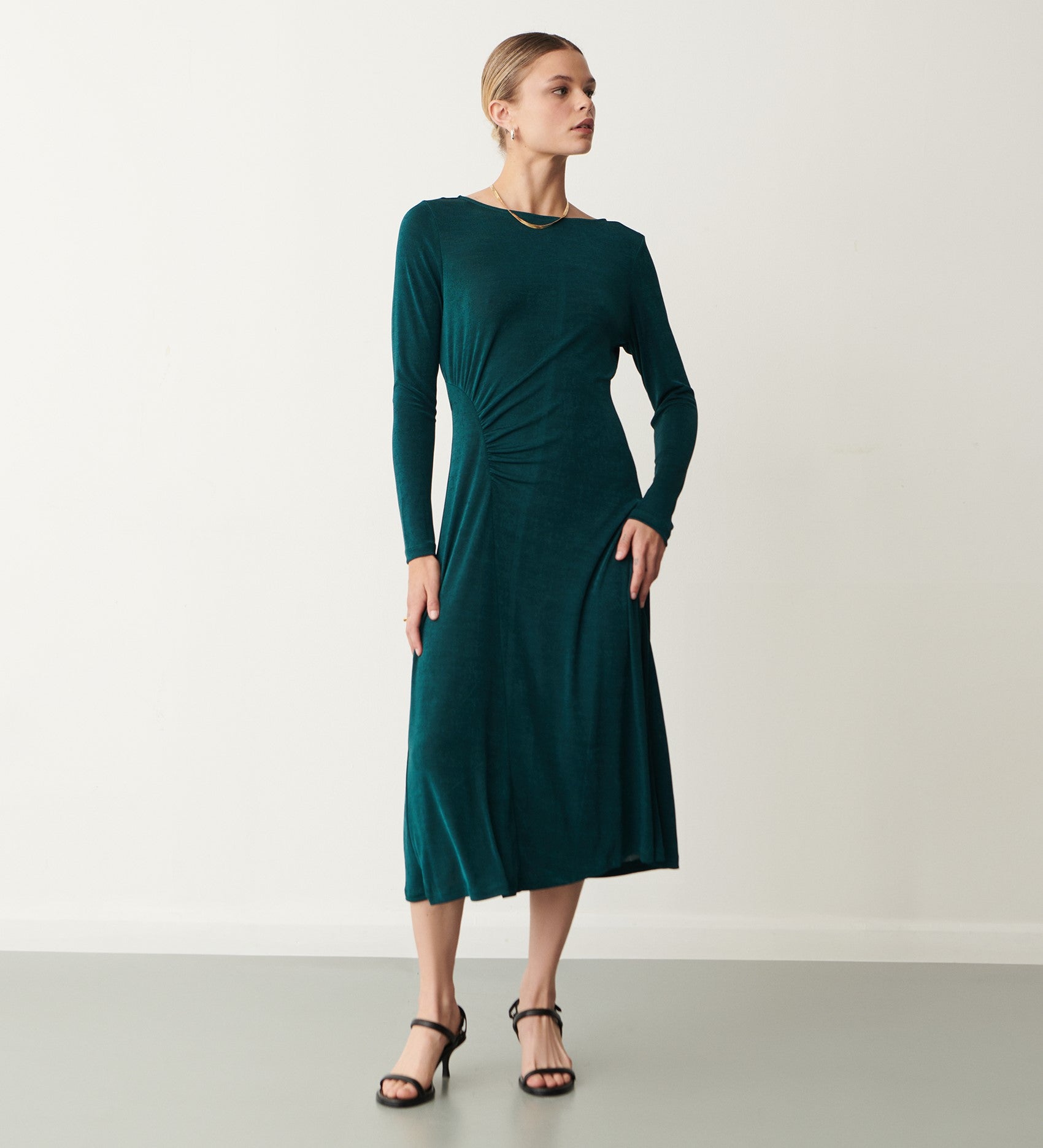 Nyra Green Jersey Midi Dress Nyra Green Jersey Midi Dress