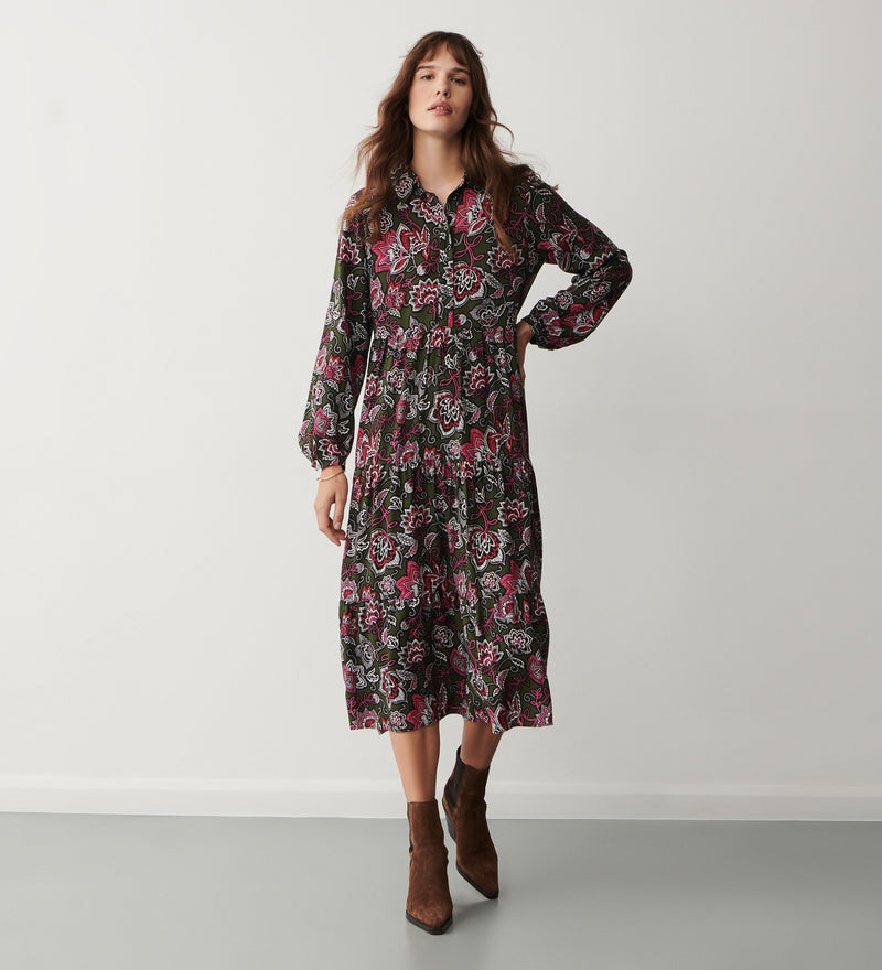Kalia Folk Midi Dress