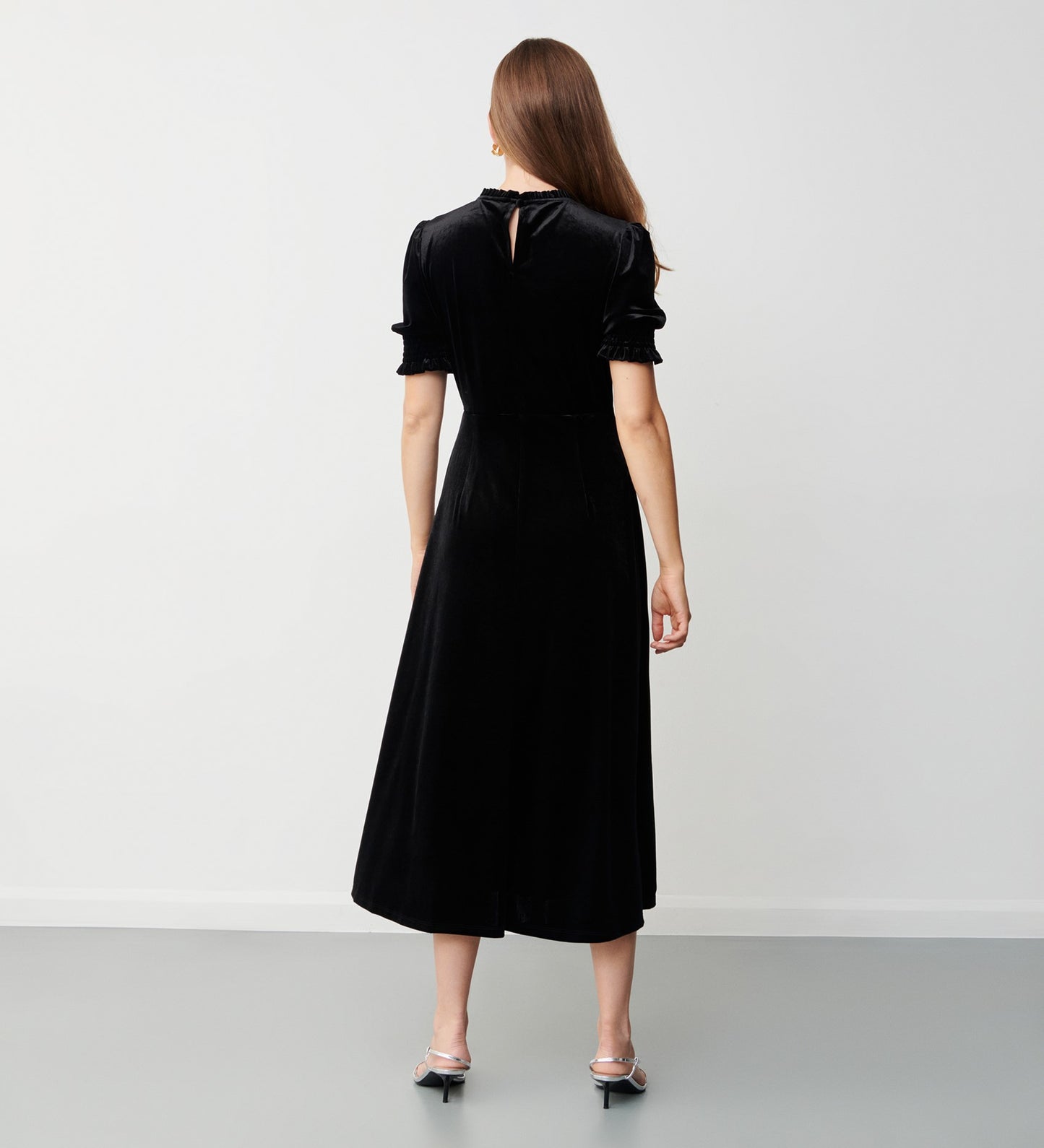 Marina Black Velvet Midi Dress