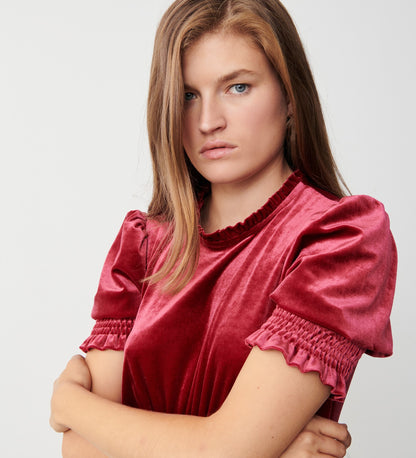 Marina Burgundy Velvet Midi Dress