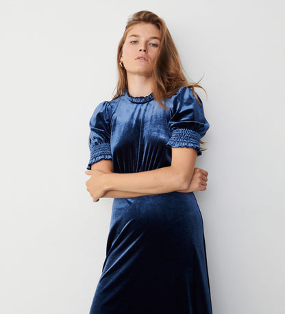 Marina Midnight Navy Velvet Midi Dress