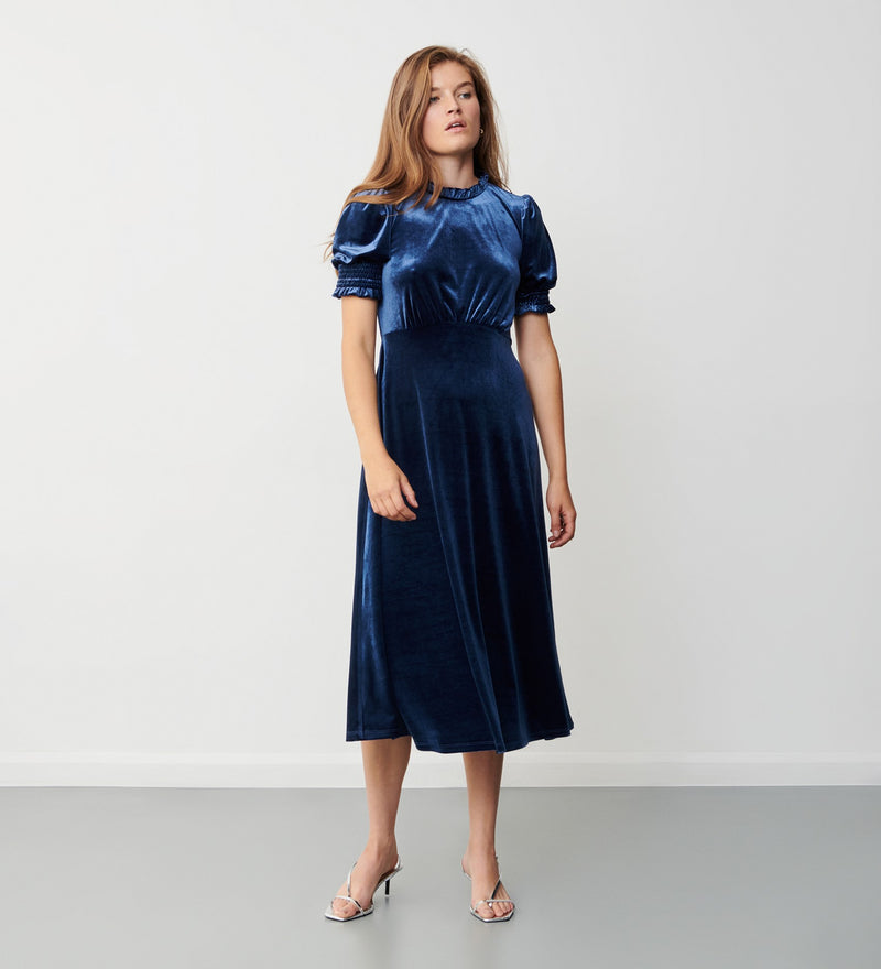 Marina Midnight Velvet Midi Dress
