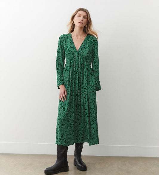 Laura Green Animal Print Midi Dress