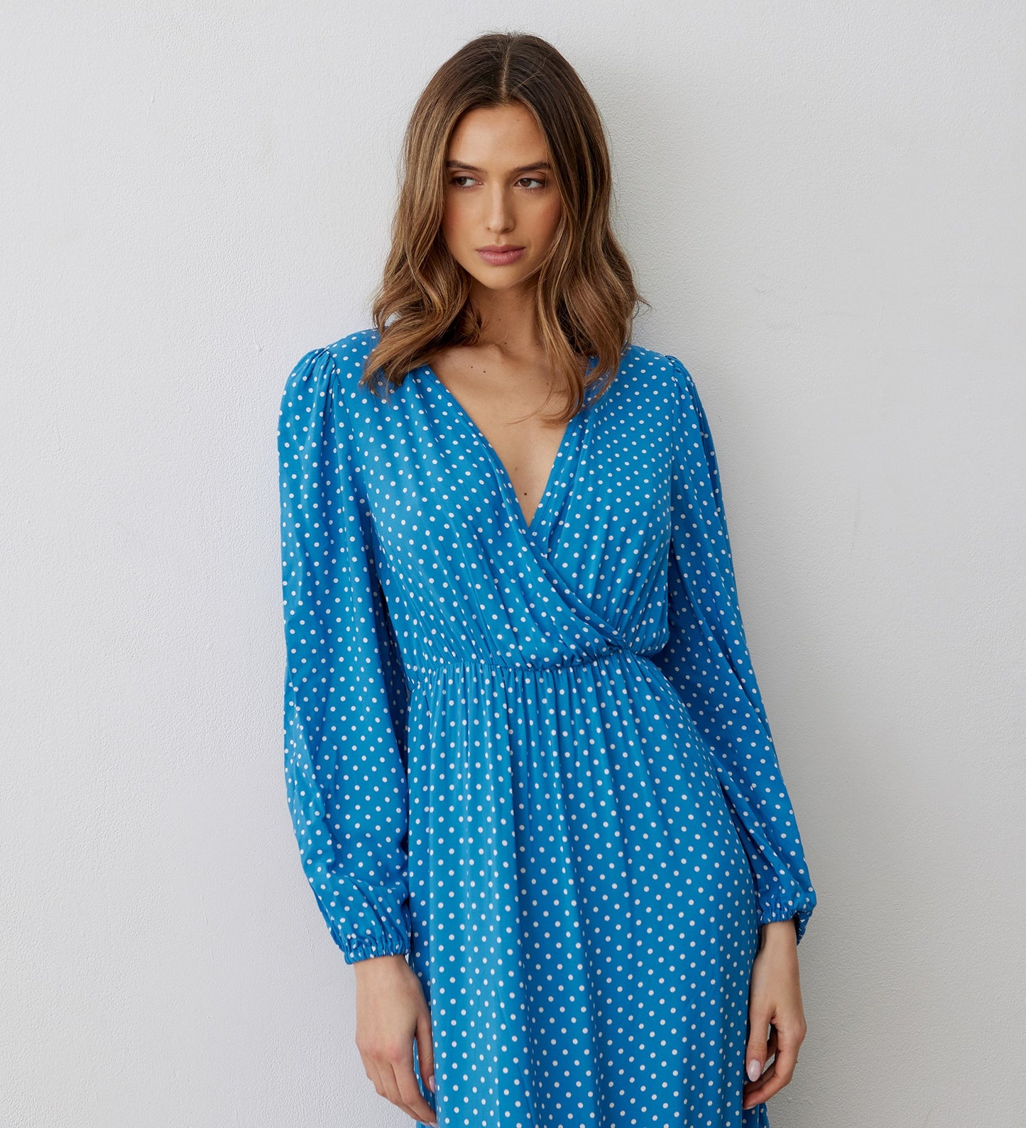 Suzie Blue Polka Dot Midi Dress