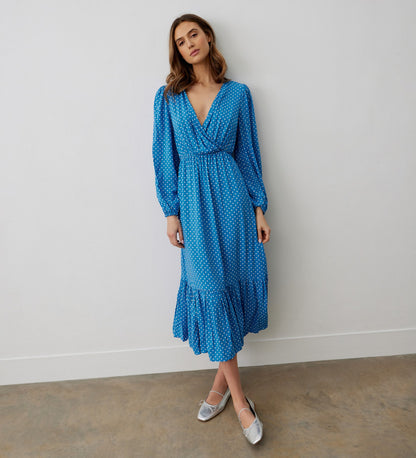 Suzie Blue Polka Dot Midi Dress