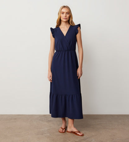 Avia Navy Crepe Midi Dress