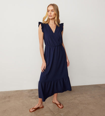 Avia Navy Crepe Midi Dress