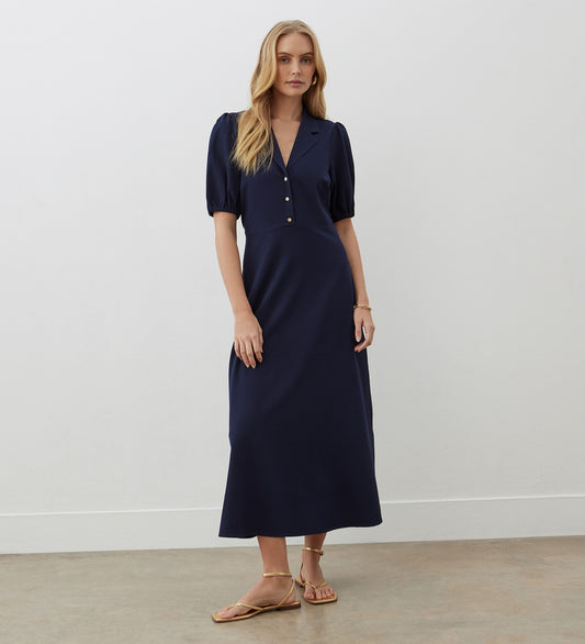Maya Navy Crepe Midi Dress