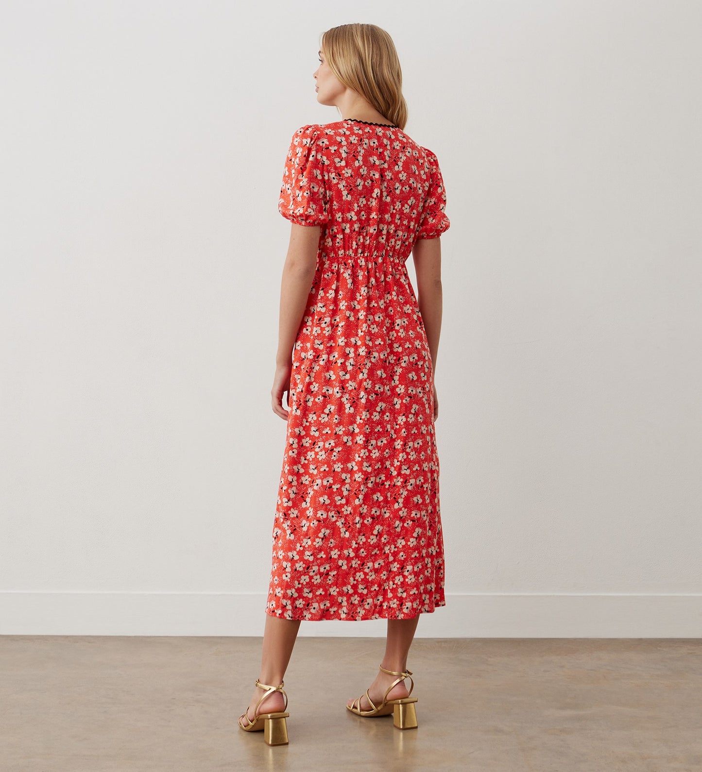 Melony Red Floral Midi Dress