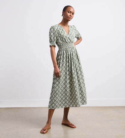 Emily Green Ikat Linen Blend Midi Dress