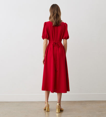 Kimberley Red Crepe Midi Dress