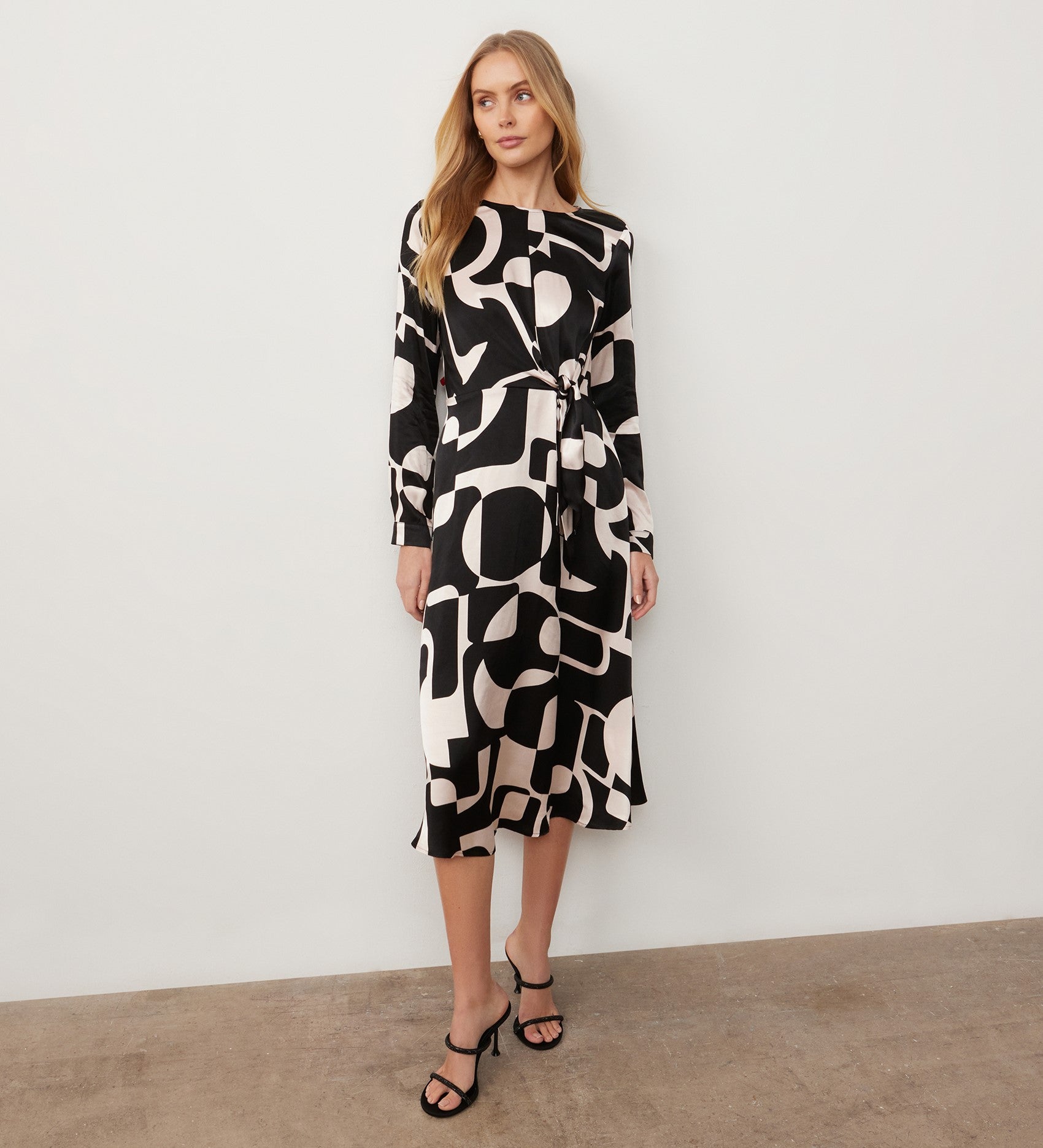 Annie Black Geo Midi Dress  Finery London