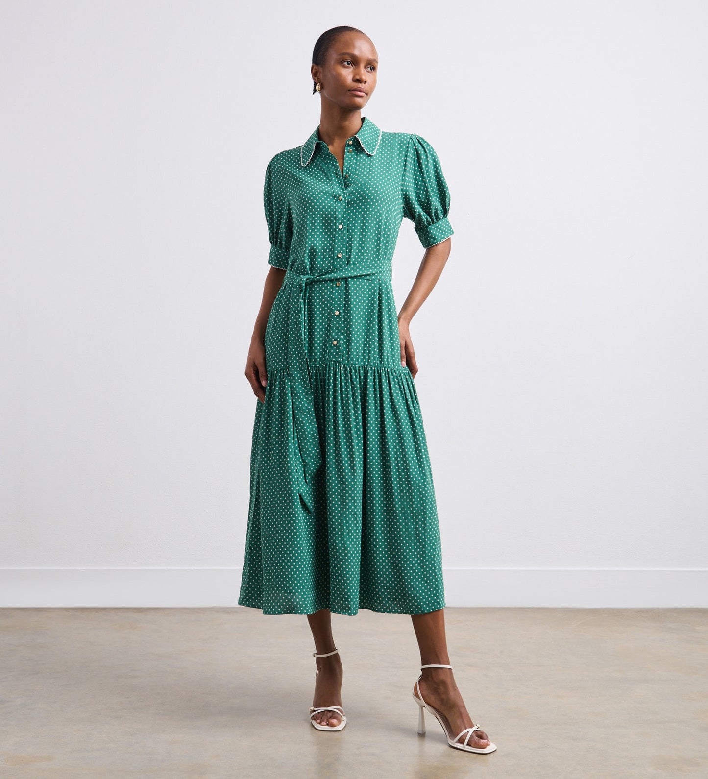 Michelle Green Polka Dot Midi Shirt Dress – Finery London