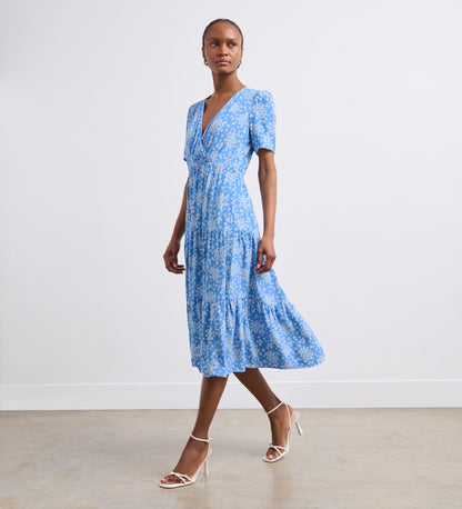 Amara Blue Ditsy Midi Dress