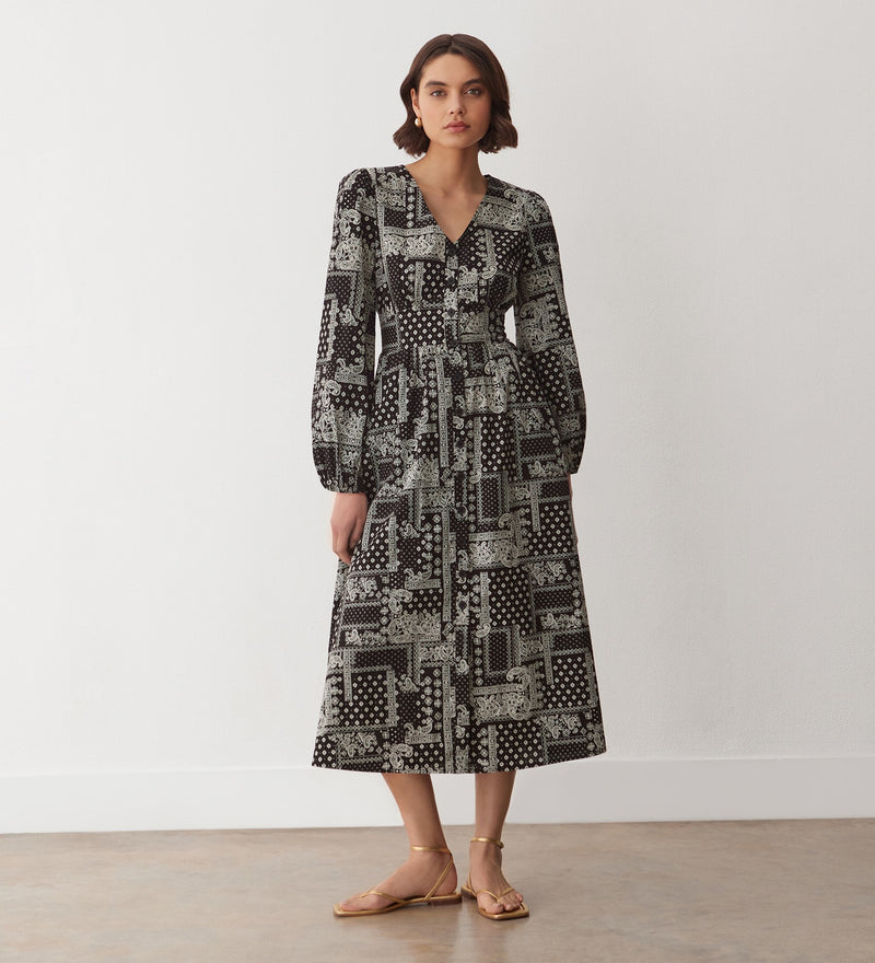 Eliah Bandanna Cotton Midi Dress