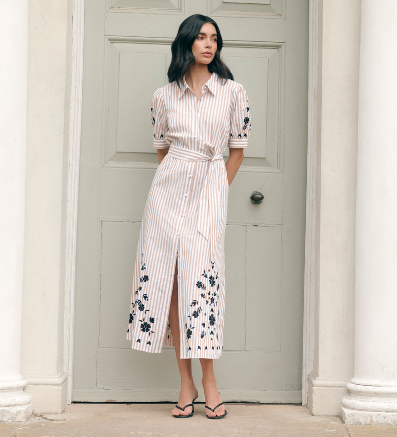 Daniella Cotton Stripe Shirt Dress | Finery London