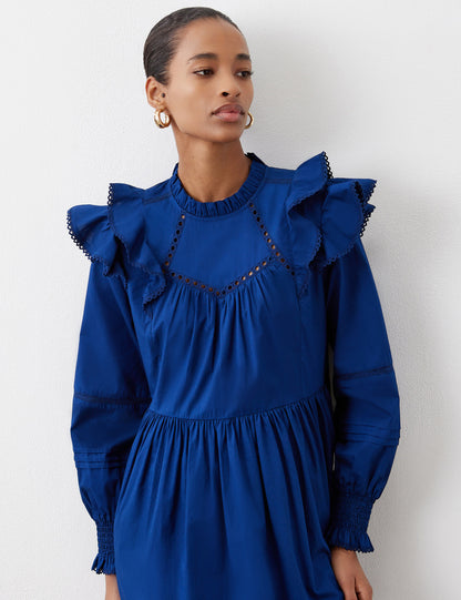 Adela Indigo Cotton Midi Dress