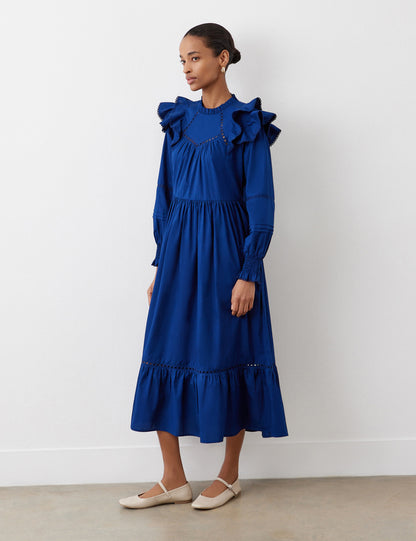 Adela Indigo Cotton Midi Dress