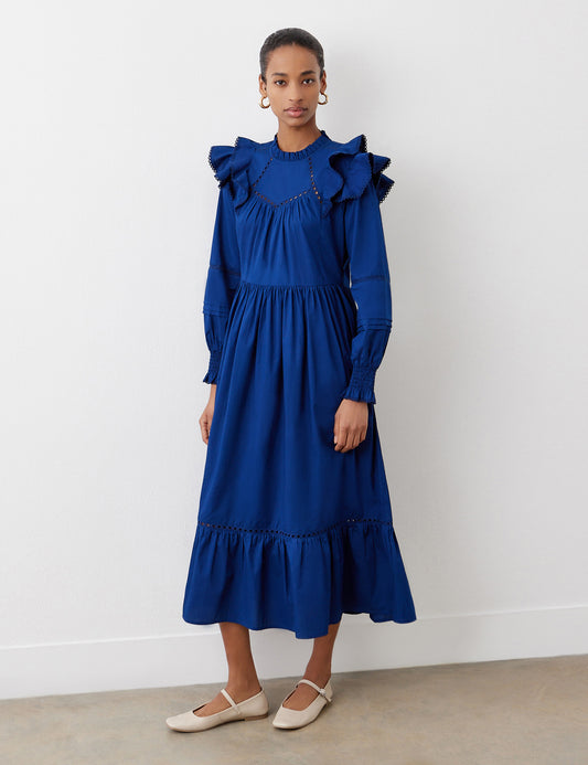 Adela Indigo Cotton Midi Dress