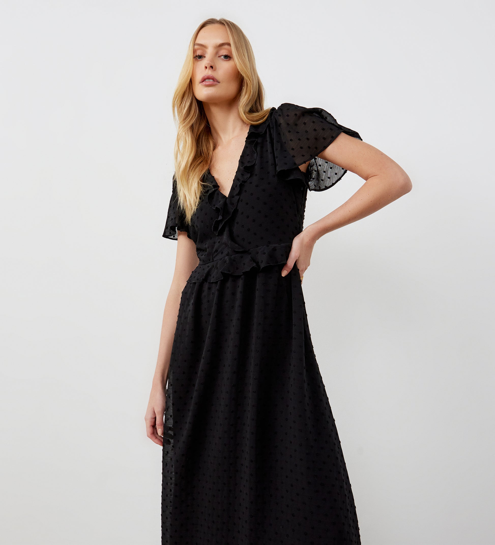 Dahlia Black Chiffon Midi Dress Finery London Dahlia Black Chiffon Midi Dress Finery London