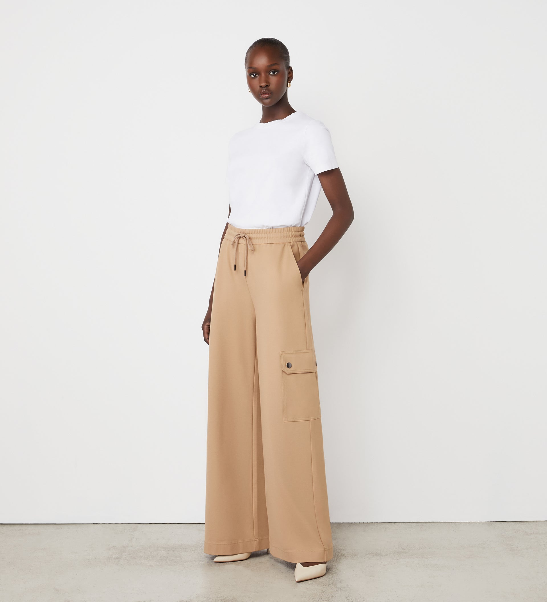 Deliah Ponte Jersey Cargo High Waisted Trousers