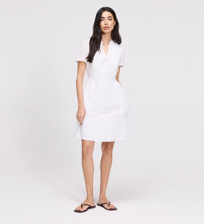 Dakota White Cotton Lace Tiered Short Dress