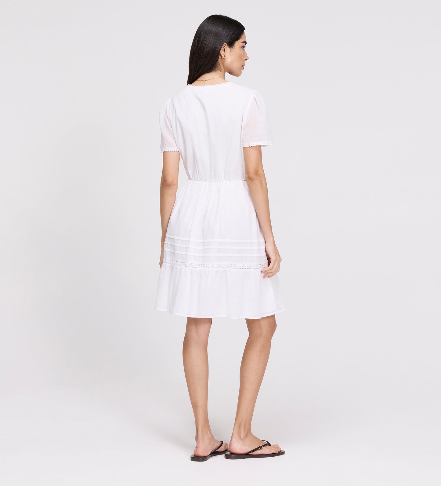 Dakota White Cotton Lace Tiered Short Dress