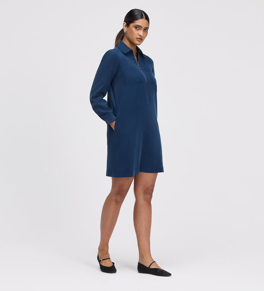 Eriko Indigo Cupro Short Dress